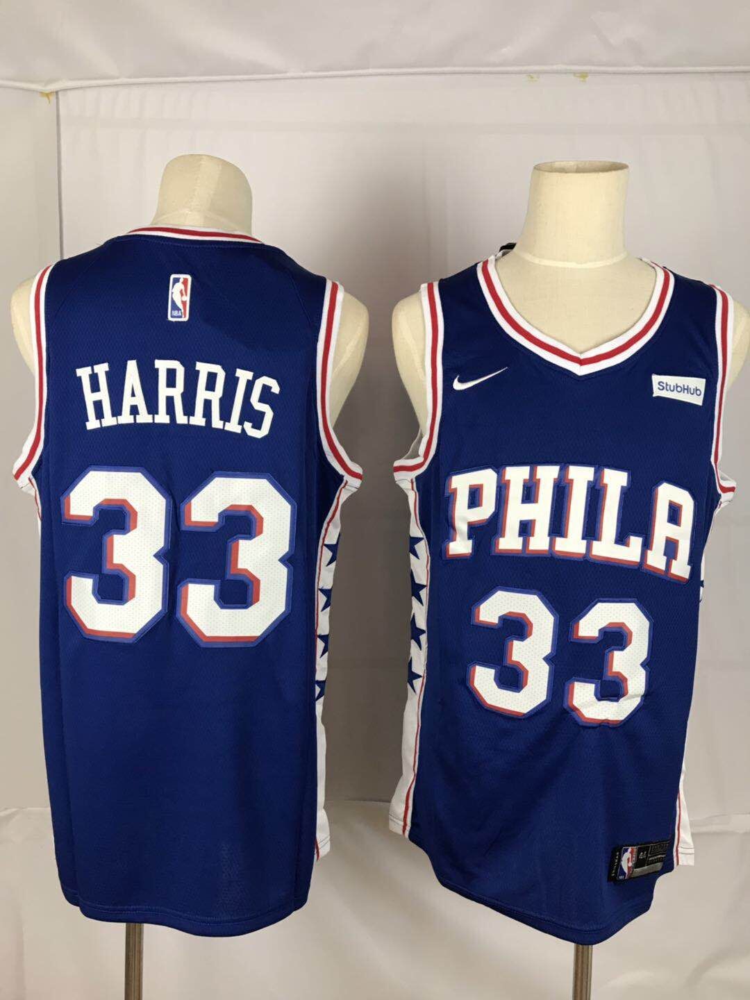 Men New NBA Philadelphia 76ers 33 Harris blue Nike Jerseys